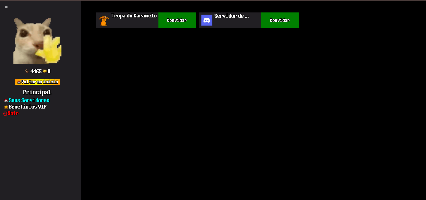 Interface do Painel de Controle do Cacholla